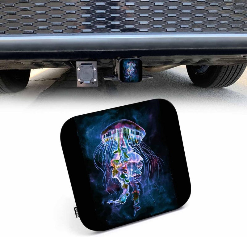 Beabes Jellyfish Trailer Hitch Covers for Trucks & Cars - Watercolor Sea Jellyfish Ocean Sea Rubber Tow Plug Insert Receiver Tube Hitch Cap for Men & Women, 2 Inch - Image 1